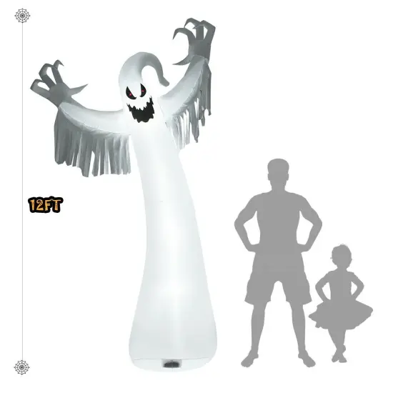 12 Feet Halloween Inflatable Spooky Ghost with Blower and LED Lights {3}