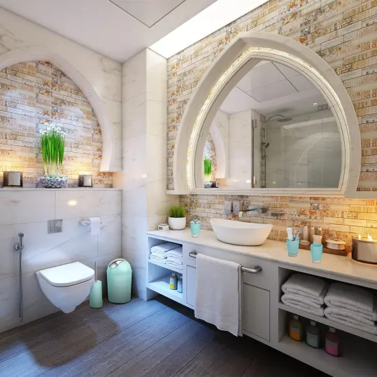 Eggracks 6 Pcs Bathroom Accessories Set including Soap Dispenser | Toothbrush Holder | Tumbler | Soap Dish | Toilet Cleaning Brush and Trash Can Aqua {6}