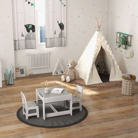 Kids Table Chairs Set With Storage Boxes Blackboard Whiteboard Drawing {5}