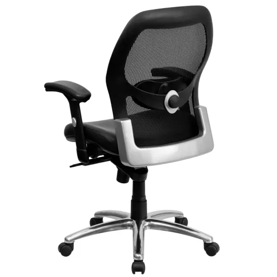 Emma and Oliver Mid-Back Super Mesh Executive Swivel Office Chair, Knee Tilt Control BlackLeaSoft/Mesh {3}
