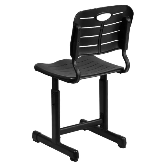 Emma and Oliver Adjustable Height Student Chair with Pedestal Frame Black {6}