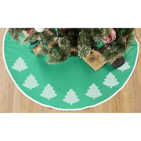HerrschnersGreen Fabric Tree Skirt Stamped Cross-Stitch Multi {1}
