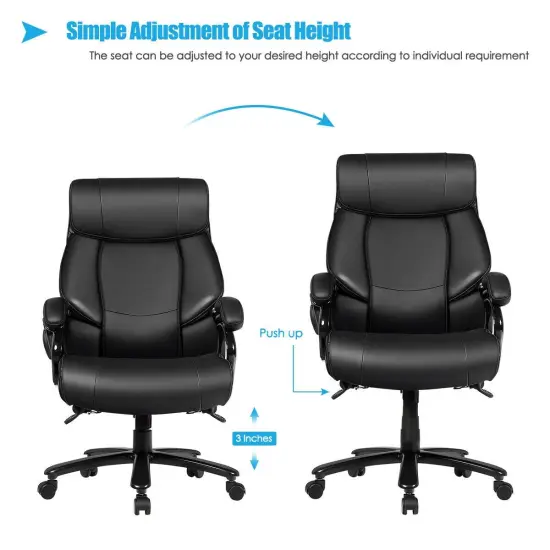 PU Leather Massage Office Chair with Thick Foam Cushion {5}