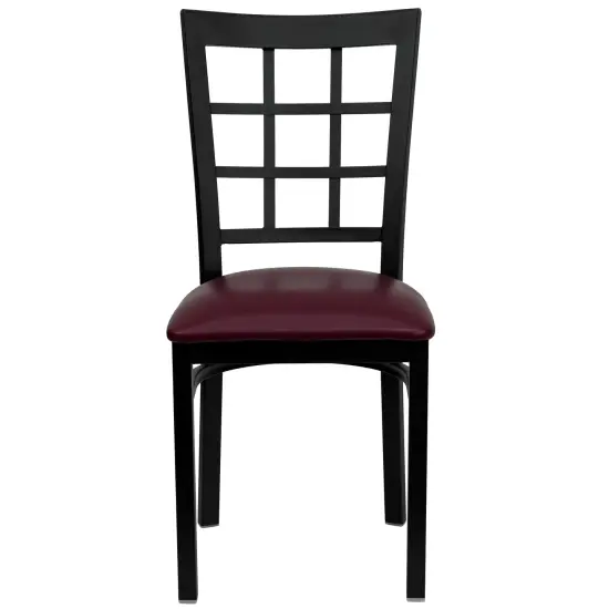 Emma and Oliver Window Back Metal Restaurant Dining Chair BurgVYL/BlackMetal {3}