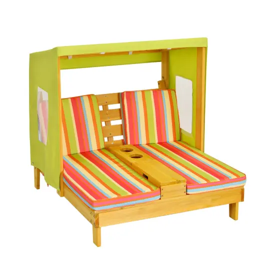 Kids Patio Lounge Chair with Cup Holders and Awning {1}