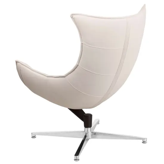 Merrick Lane Pavel Contoured Swivel Accent Chair with Crisscross Metal Base Creamy White {3}