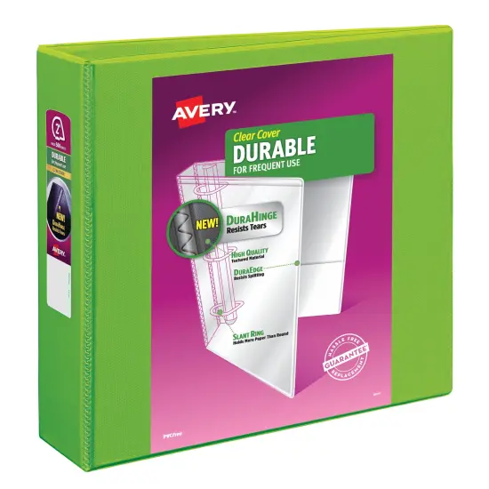 Avery Durable View 3 Ring Binder, 2" Slant Rings, 1 Chartreuse Binder (17838) {1}