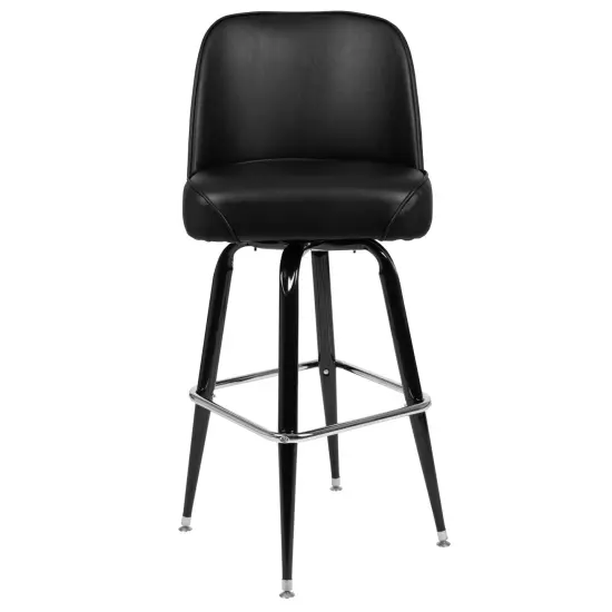 Emma and Oliver Metal Barstool with Swivel Bucket Seat Black {5}