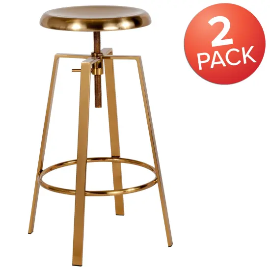 Emma and Oliver Industrial Style Barstool with Swivel Lift Adjustable Height Seat Gold {4}