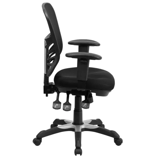 Emma and Oliver Mid-Back Mesh Multifunction Executive Swivel Ergonomic Office Chair with Adjustable Arms Black {5}