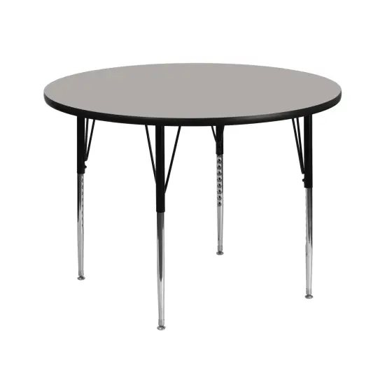 Emma and Oliver 42" Round HP Laminate Adjustable Activity Table Gray {1}