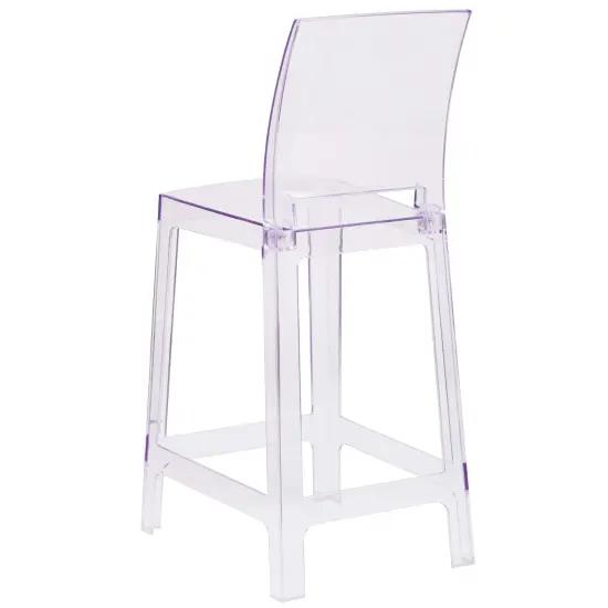 Emma and Oliver Ghost Counter Stool in Transparent Crystal with Square Back {4}