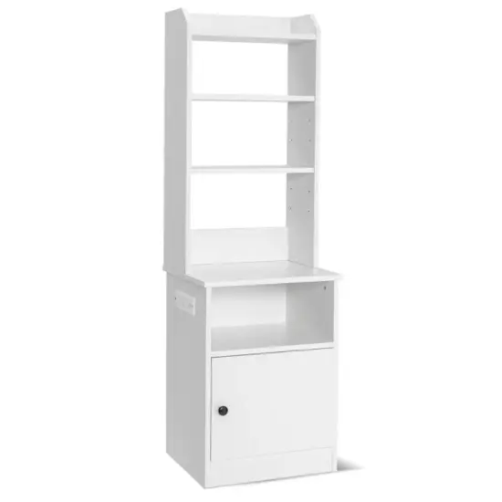6-Tier Bookshelf with Charging Station and Storage Cabinet White {7}