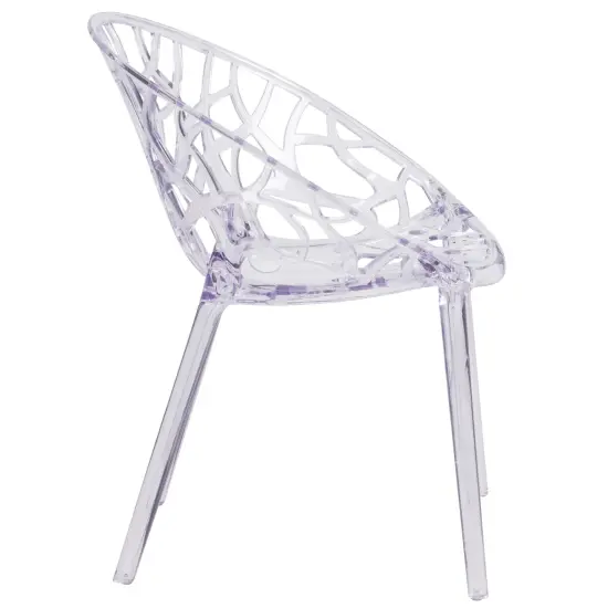 Emma and Oliver Transparent Oval Shaped Stacking Side Chair with Artistic Pattern Design Clear {4}