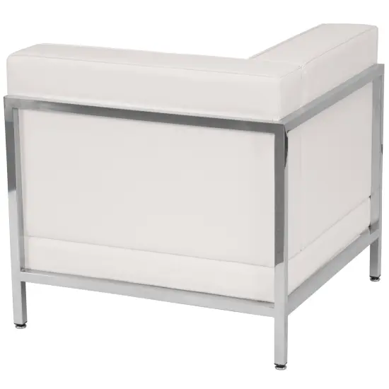 Emma and Oliver Modular Left Corner Quilted Tufted Seat Chair with Encasing Frame Melrose White {2}