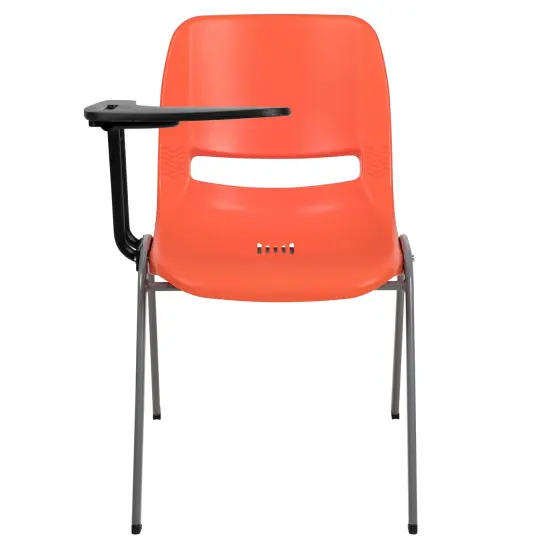 Emma and Oliver Ergonomic Shell Chair with Right Handed Flip-Up Tablet - Tablet Arm Desk Orange {5}