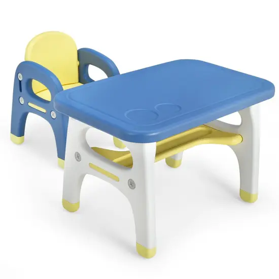 Kids Activity Table and Chair Set with Montessori Toys for Preschool and Kindergarten-Blue {1}