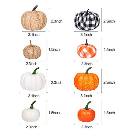 Ueerdand 16 PCS Fall Decor Assorted Sizes Artificial Pumpkins Burlap Faux Foam Pumpkin for Harvest Autumn Season Halloween Thanksgiving Holiday Festive Embellishing and Displaying {5}