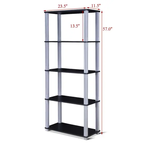 Costway 5-Tier Multi-Functional Storage Shelves Rack Display Bookcase Home Furni Black {2}