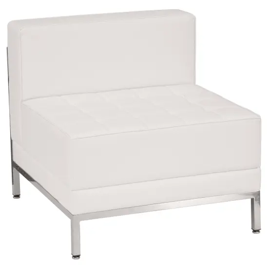 Emma and Oliver Contemporary LeatherSoftSoft Reception Modular Middle Chair Melrose White {1}