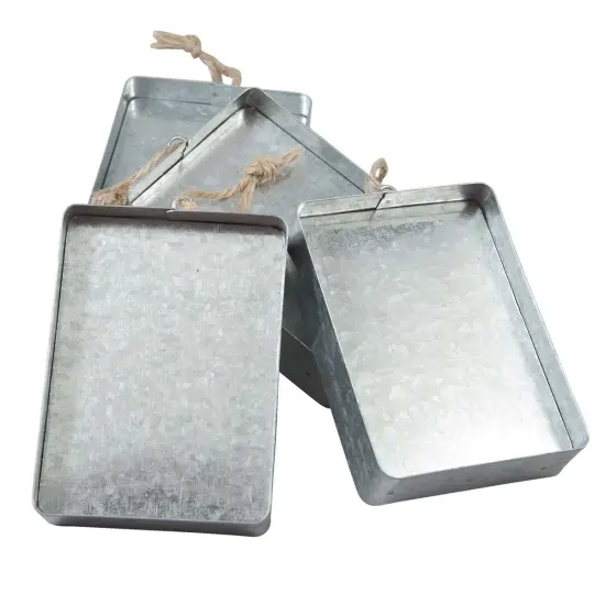 Rectangular Metal Ornament Set Accessory Multi {1}