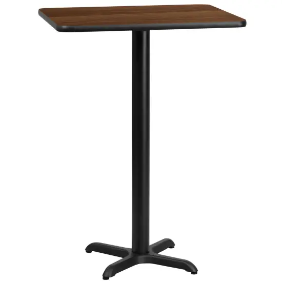 Emma and Oliver 24"x30" Rectangular Laminate Bar Table with 22"x22" Base Walnut {1}