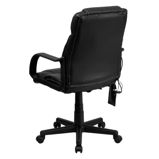 Emma and Oliver High Back Ergonomic Massaging Leather Executive Swivel Office Chair with Arms Black {4}