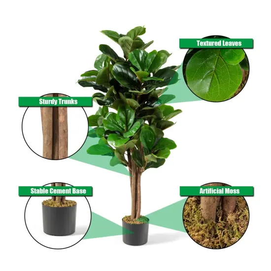 4 Feet Artificial Fiddle Leaf Fig Tree Decorative Planter {5}
