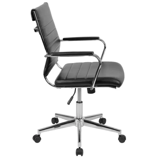 Merrick Lane Stockholm Mid Back Home Office Chair With Pneumatic Seat Height Adjustment And 360&deg; Swivel Black {5}