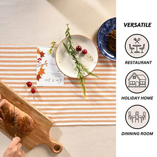 Fall Table Runner 72 Inches Long for Fall D&eacute;cor, 100% Cotton Thanksgiving Table Runner for Fall Decorations for Home, Table Runner Fall or Boho Table Runner, Fall Runner (Russet Orange) {6}