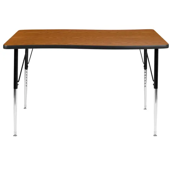 Emma and Oliver 28"W x 47.5"L Rectangle Wave Flexible Collaborative Adjustable Height Activity Table Grey {11}