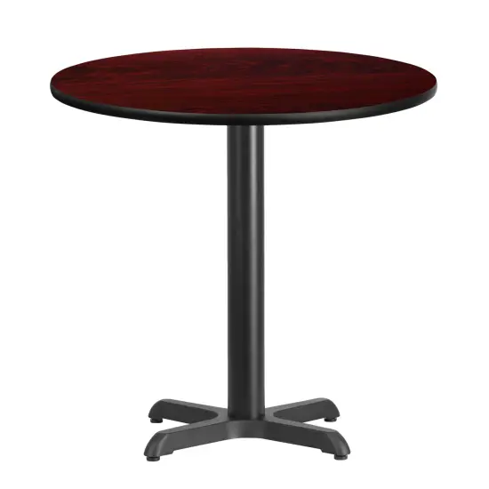 Emma and Oliver 30" Round Laminate Table Top with 22"x22" Table Height Base Black {4}