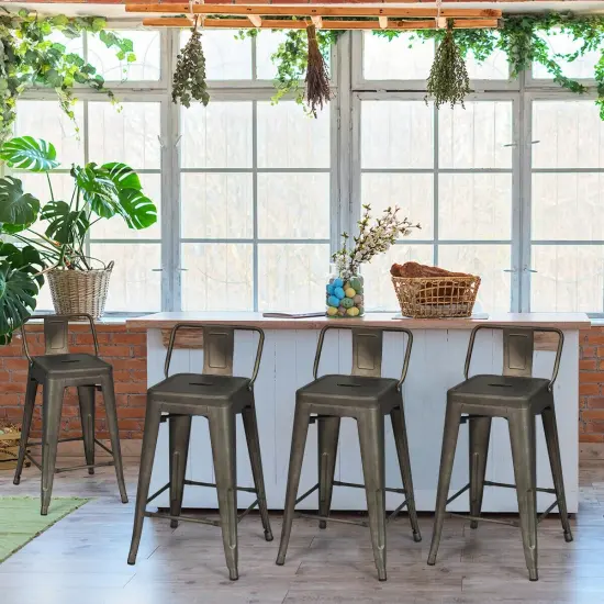 24" Set of 4 Cafe Side Chairs with Rubber Feet and Removable Back {3}