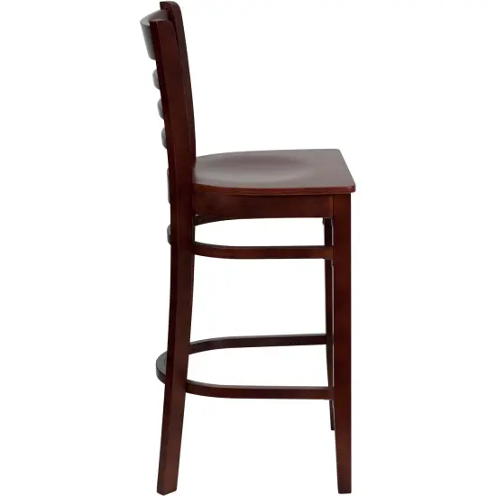 Emma and Oliver Ladder Back Wooden Restaurant Dining Barstool MahoganyWood {5}