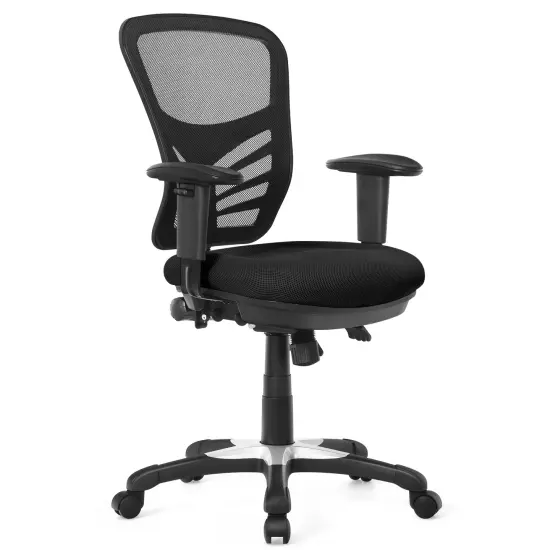 Ergonomic Mesh Office Chair with Adjustable Back Height and Armrests Black {1}
