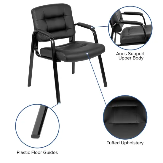 Emma and Oliver Fundamentals Executive Reception Chair with Metal Frame Black {2}