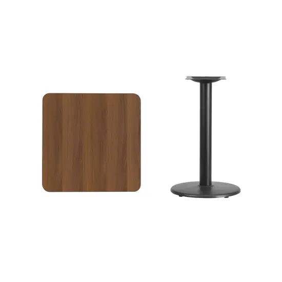 Emma and Oliver 24" Square Laminate Table Top with 18" Round Table Height Base Walnut {3}