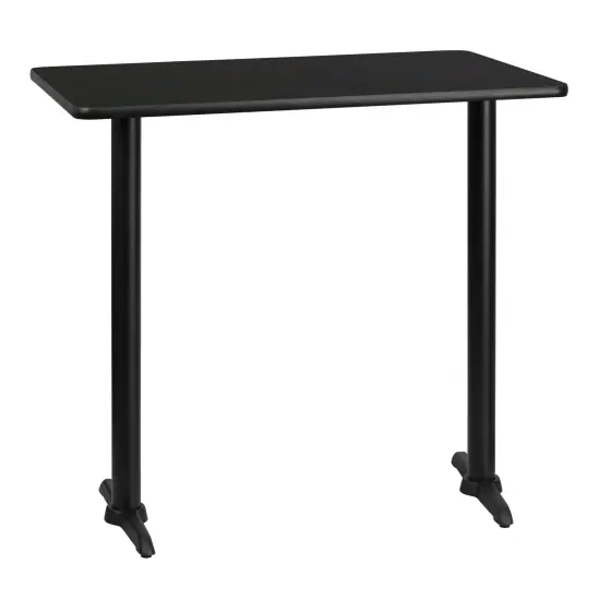 Emma and Oliver 30"x42" Rectangular Laminate Bar Table with 5"x22" Bases Black {1}