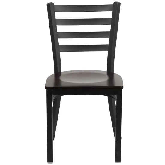 Emma and Oliver Ladder Back Metal Restaurant Dining Chair Walnut/BlackMetal {3}