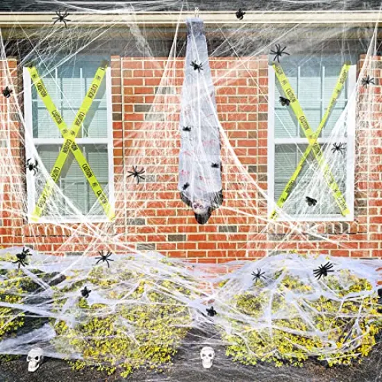 1400 sqft Halloween Spider Webs Decorations with 150 Extra Fake Spiders, Super Stretchy Cobwebs for Halloween decor Indoor and Outdoor {2}