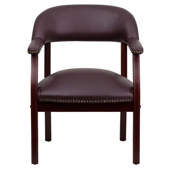 Emma and Oliver Conference Chair with Accent Nail Trim Burgundy LeatherSoft {3}