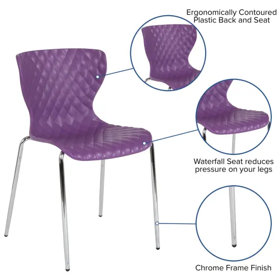 Emma and Oliver Contemporary Design Accent Dining Plastic Stack Chair Purple {2}