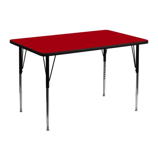Emma and Oliver 30x48 Rectangle Laminate Adjustable Activity Table Red {1}