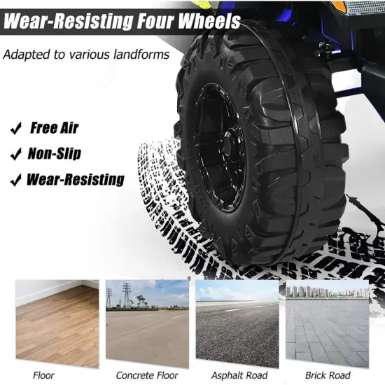 12V Kids Ride-on Jeep Car with 2.4 G Remote Control and LED Light Effects Black {2}