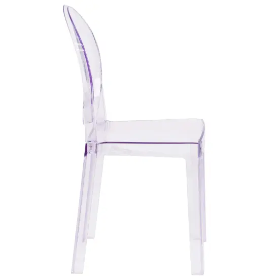 Emma and Oliver 4 Pack Ghost Chair with Oval Back Transparent Crystal {5}