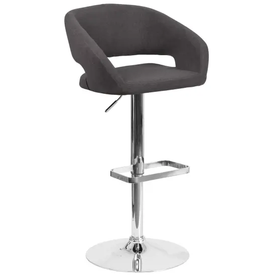 Merrick Lane Rothko Modern Bar Stool Rounded Mid-Back Stool With Height Adjustable Swivel Seat Charcoal Fabric {1}