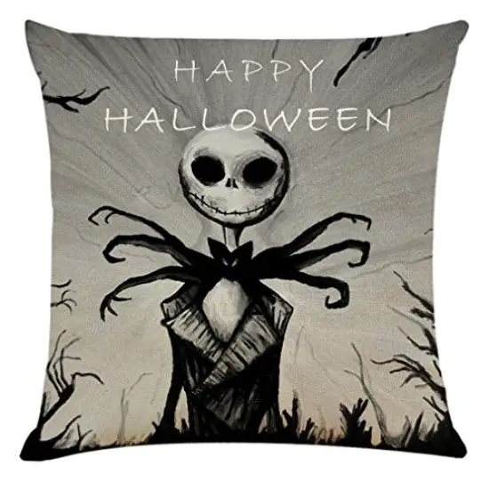 Ogrmar 4PCS 18"x18" Throw Pillow Covers Halloween Decorative Couch Pillow Cases Cotton Linen Pillow Square Cushion Cover for Sofa, Couch, Bed and Car {5}