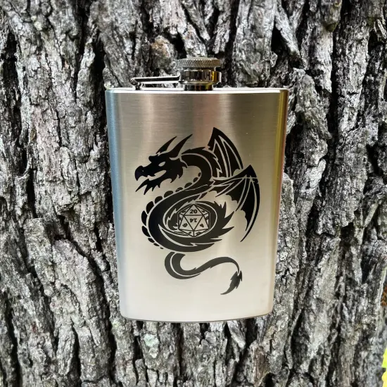 8oz Dragon D20 Stainless Steel Flask {2}