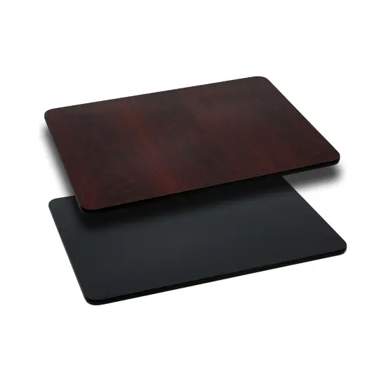 Emma and Oliver 24"x42" Rectangular Table Top with Reversible Laminate Top Black/Mahogany {1}