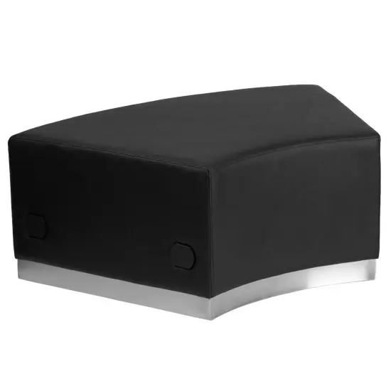 Emma and Oliver Modular Backless Convex Chair with Brushed Stainless Steel Base Black {2}